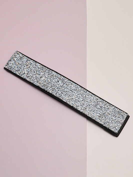 Silver Textured Waist Belt