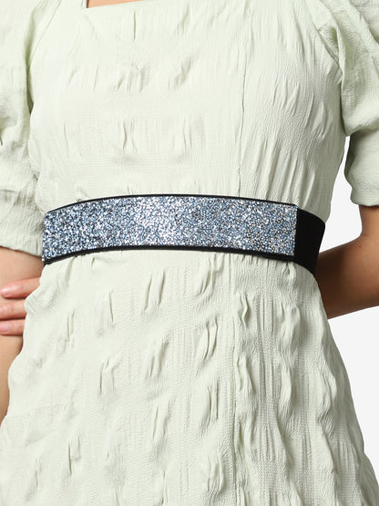 Silver Textured Waist Belt