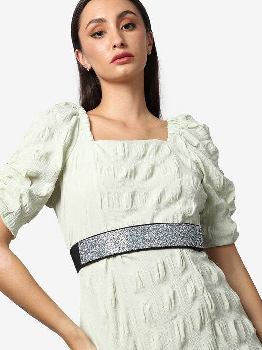 Silver Textured Waist Belt