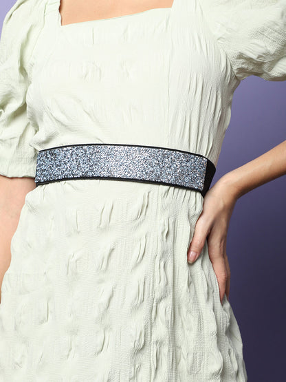 Silver Textured Waist Belt