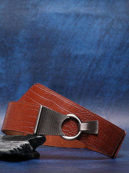 Brown Solid Waist Belt