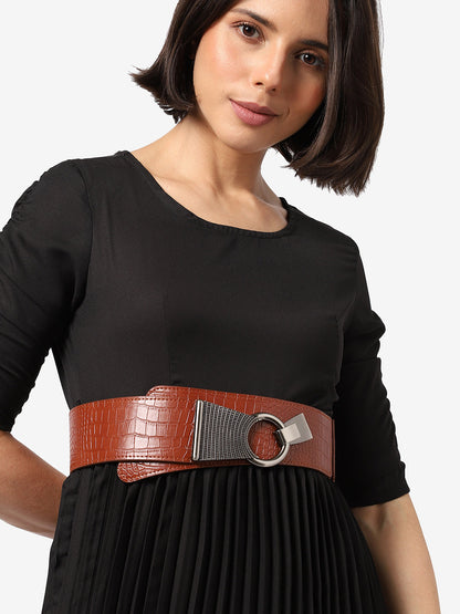 Brown Solid Waist Belt