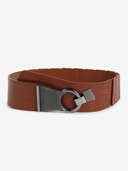Brown Solid Waist Belt