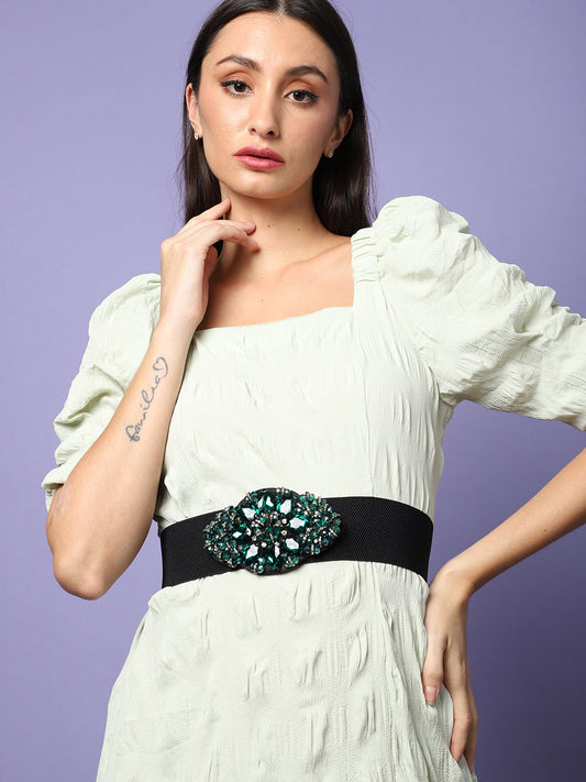 Black Textured Waist Belt