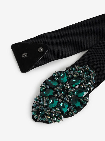 WOMEN BLACK TEXTURED WAIST BELT