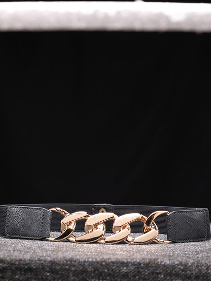 Gold & Black Solid Waist Belt