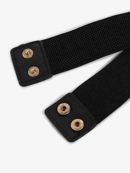 WOMEN GOLD & BLACK SOLID WAIST BELT