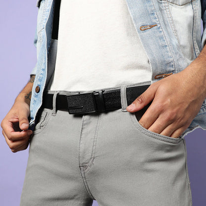 Men Black Solid Waist Belt