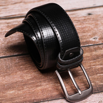 Men Black Textured Waist Belt