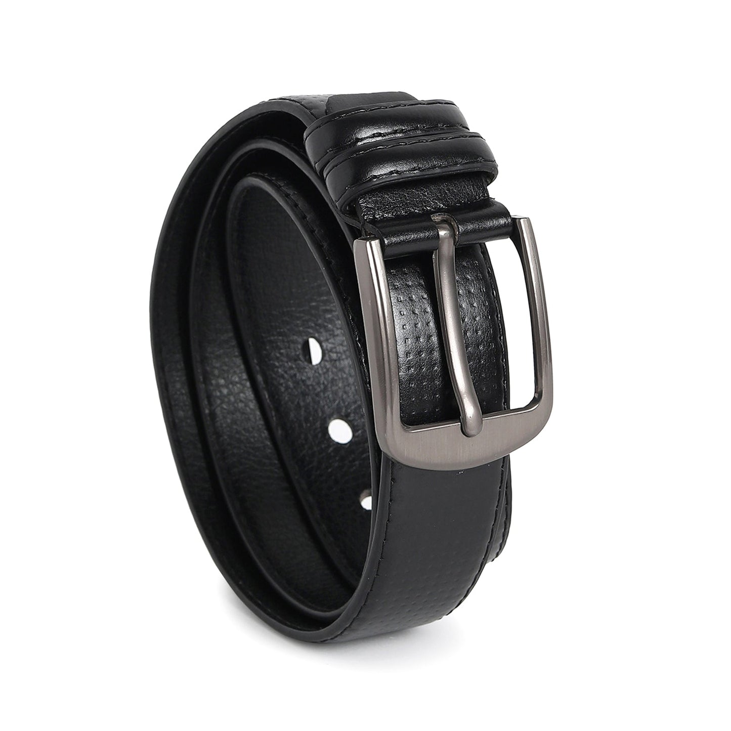 Men Black Textured Waist Belt