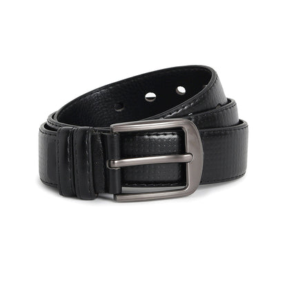 Men Black Textured Waist Belt