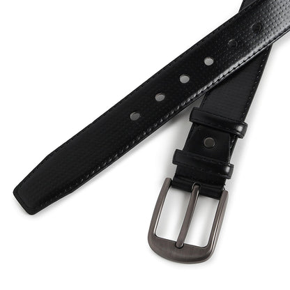 Men Black Textured Waist Belt
