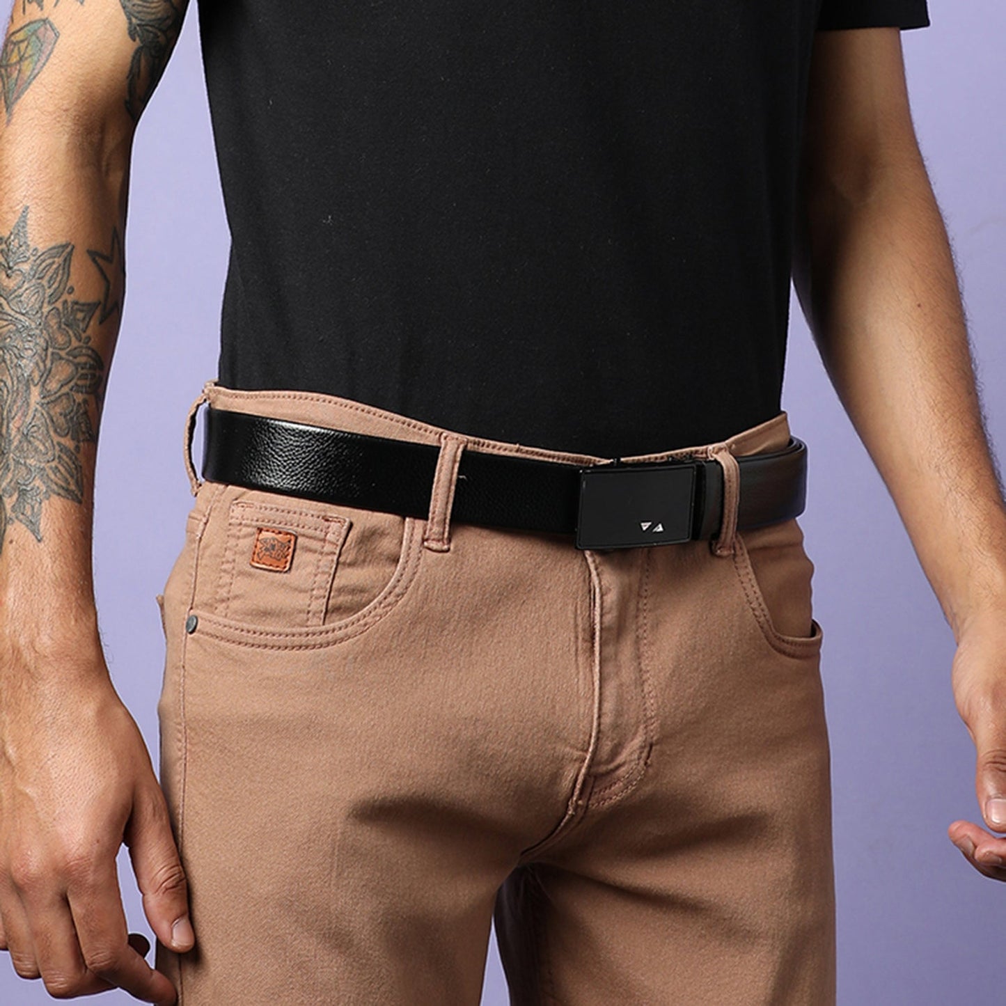 Men Black Solid Waist Belt