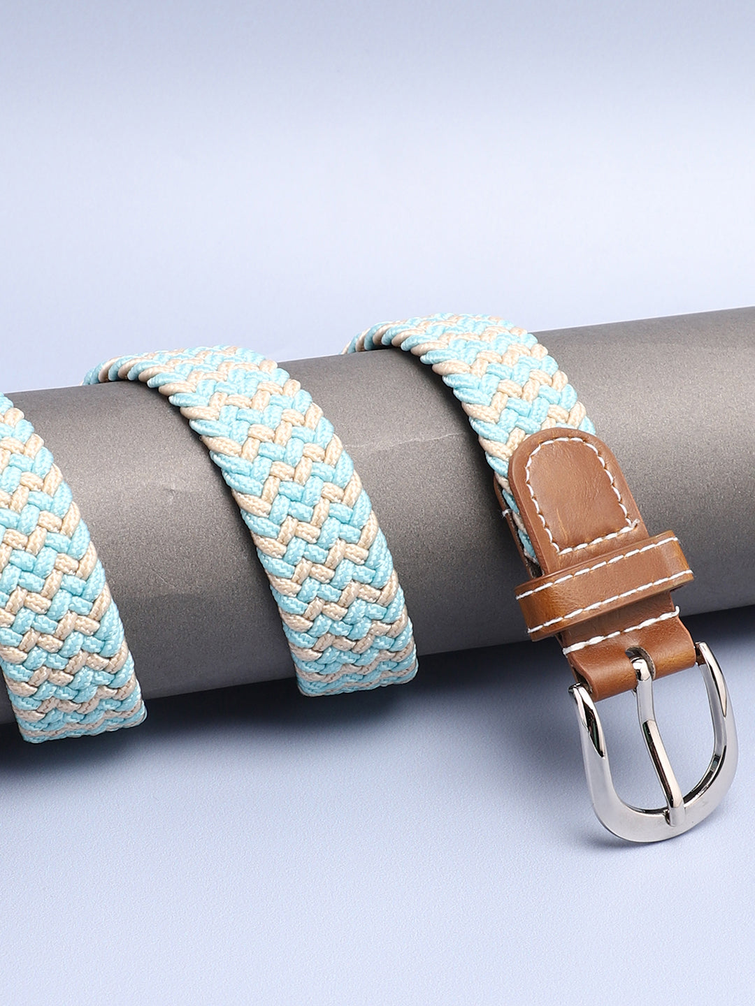 Blue & Beige Textured Waist Belt