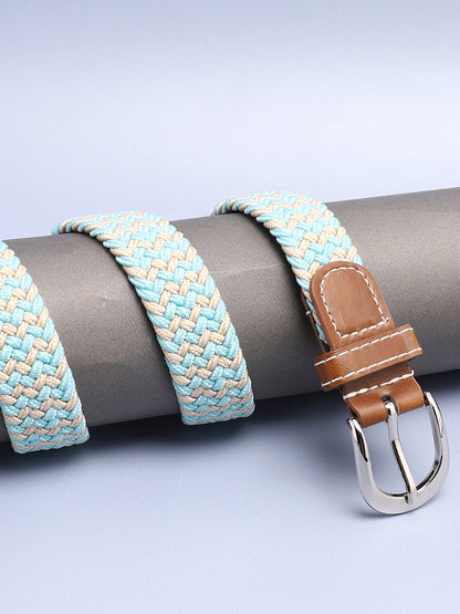Blue & Beige Textured Waist Belt