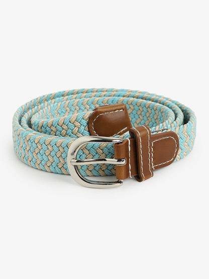 Blue & Beige Textured Waist Belt