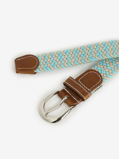 Blue & Beige Textured Waist Belt