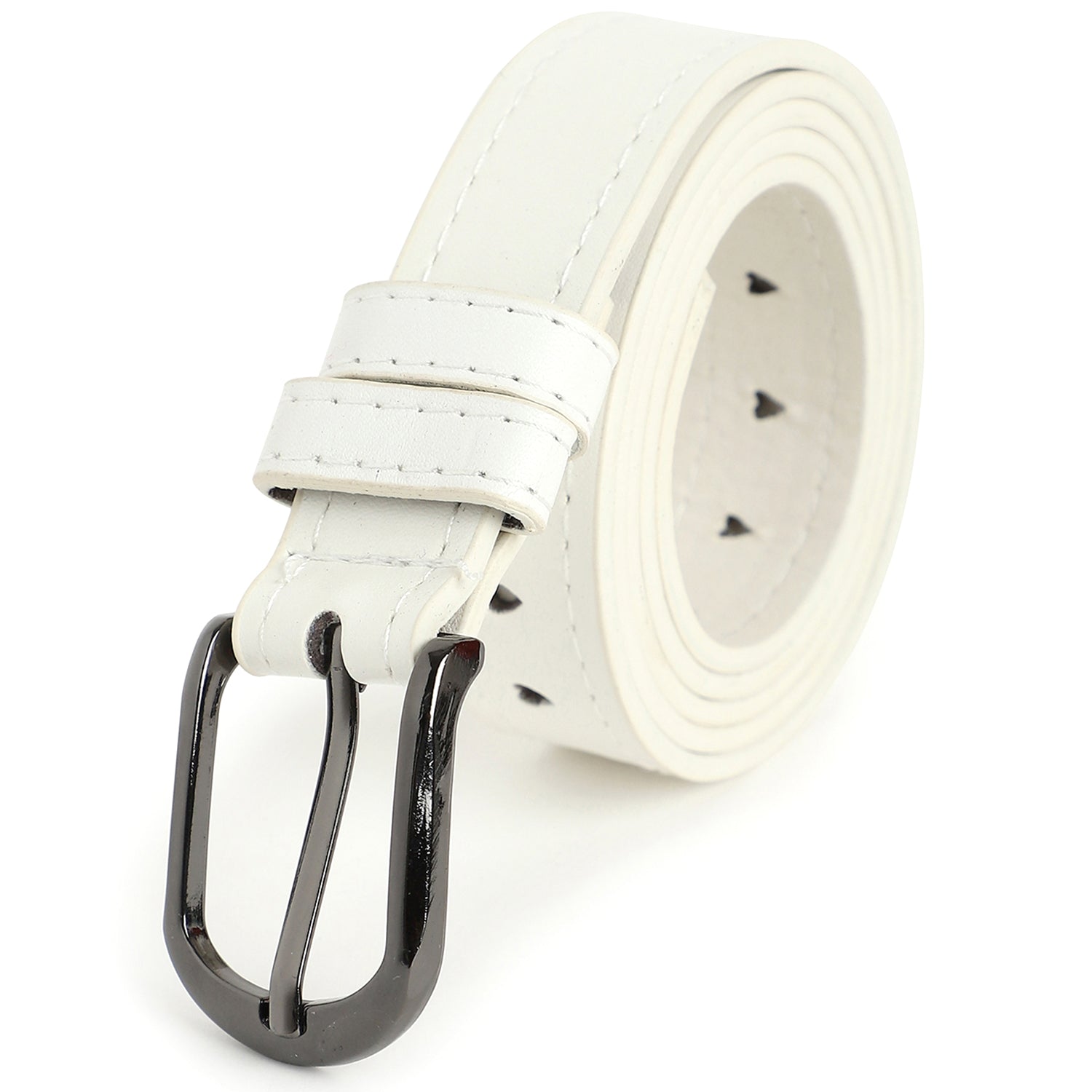 Women White Solid Waist Belt
