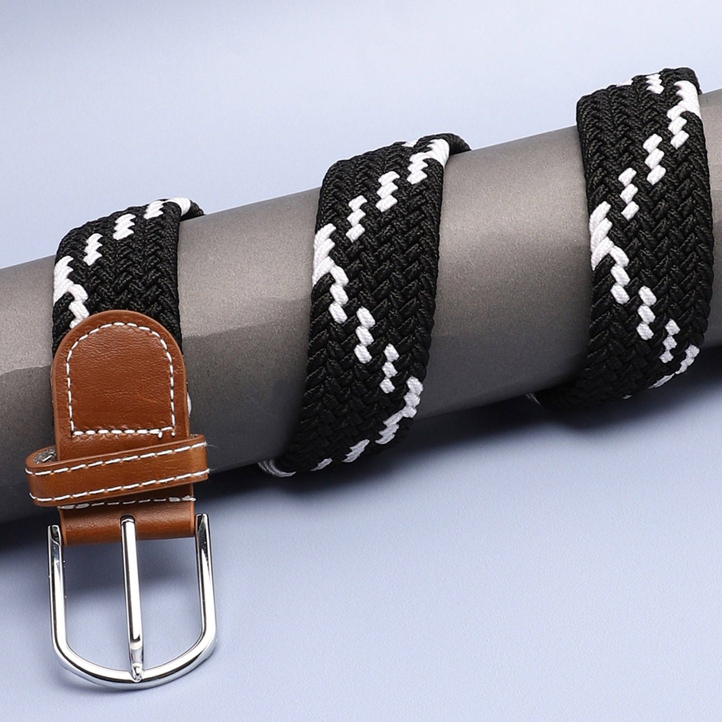 Black & White Textured Waist Belt