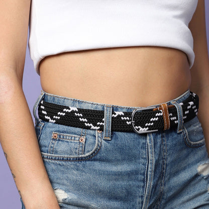 Black & White Textured Waist Belt
