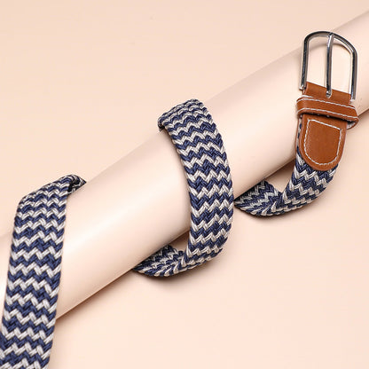 Blue & White Textured Waist Belt