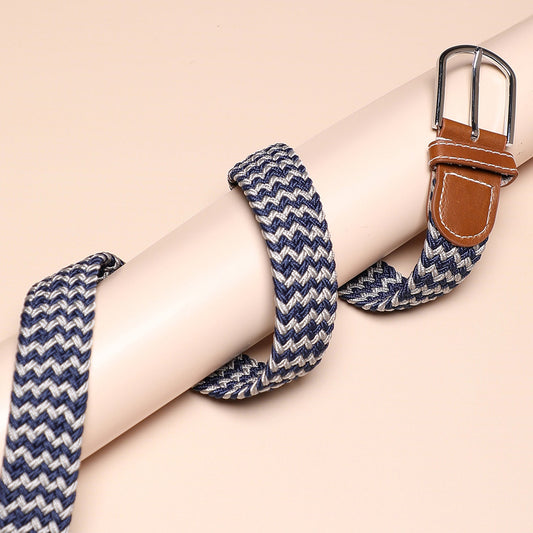 Blue & White Textured Waist Belt
