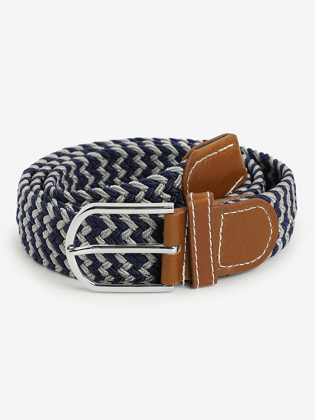 Blue & White Textured Waist Belt