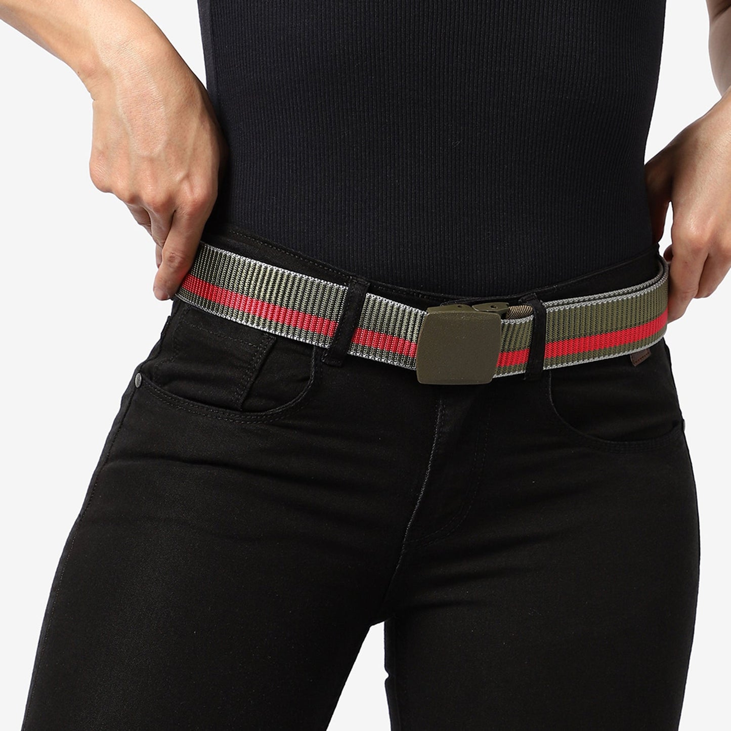 Olive Green Textured Waist Belt