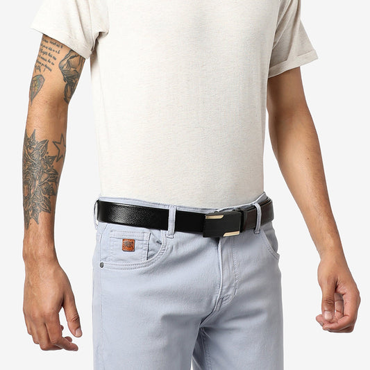 Men Black Solid Waist Belt