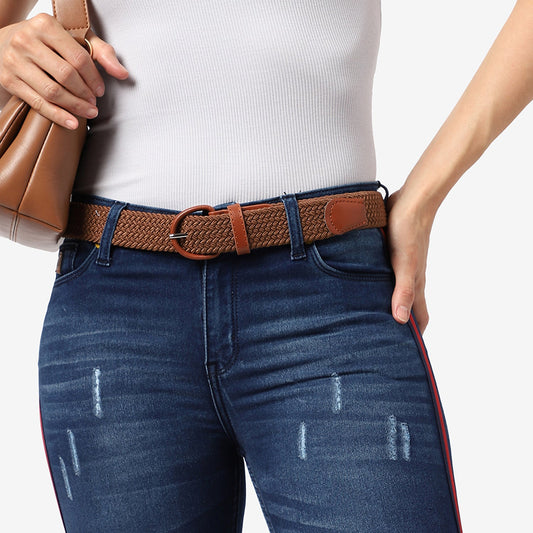 Brown Textured Waist Belt