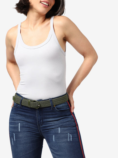 Olive Green Textured Waist Belt