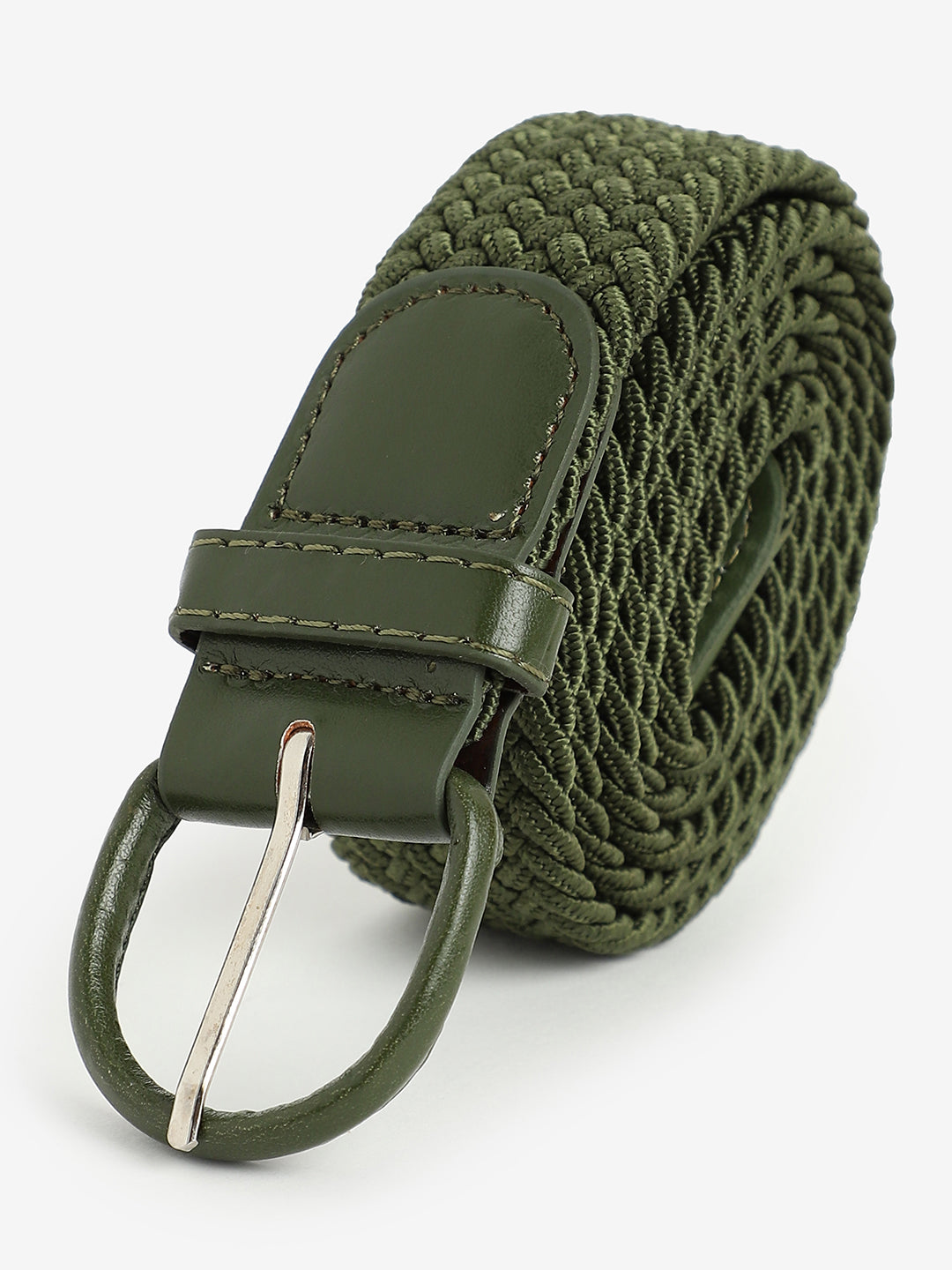 WOMEN OLIVE GREEN TEXTURED WAIST BELT