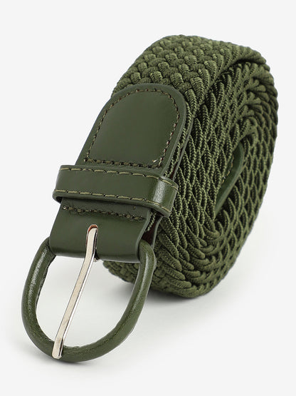 WOMEN OLIVE GREEN TEXTURED WAIST BELT
