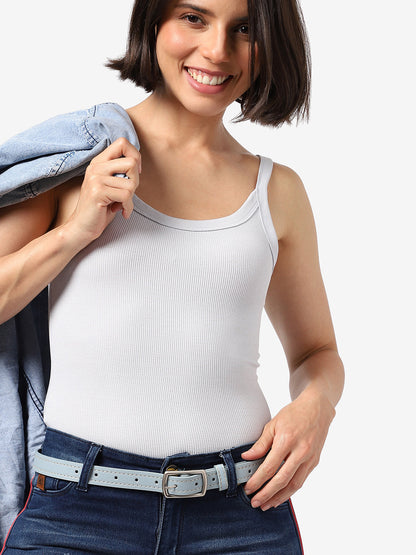 Blue Solid Waist Belt