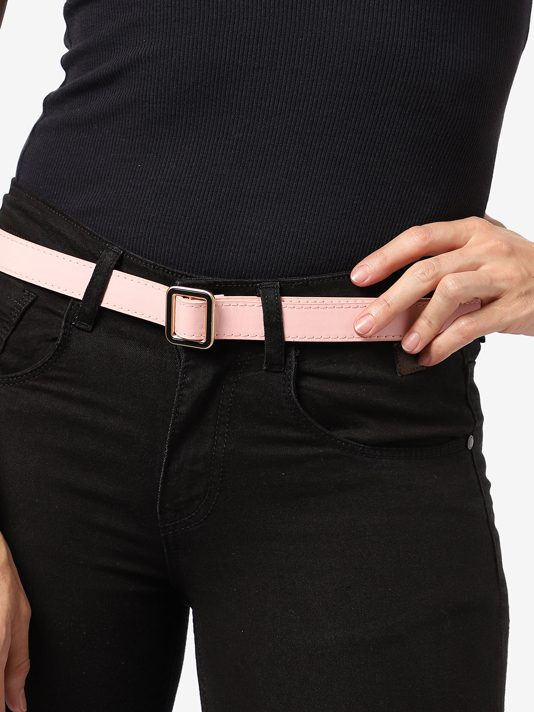Pink Solid Waist Belt