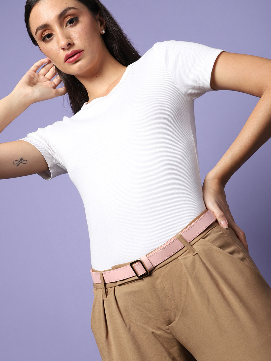 Pink Solid Waist Belt