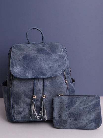 Explorer's Essential Shaded Blue Backpack With Pouch