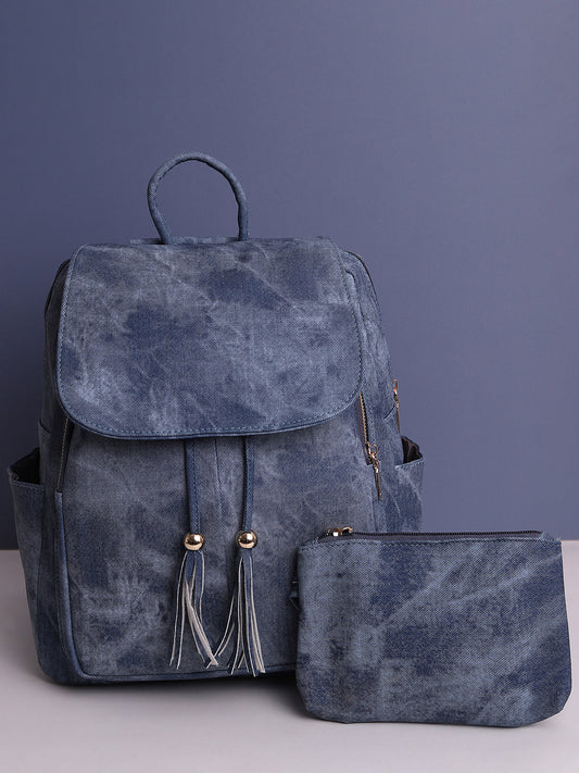 Explorer's Essential Shaded Blue Backpack With Pouch