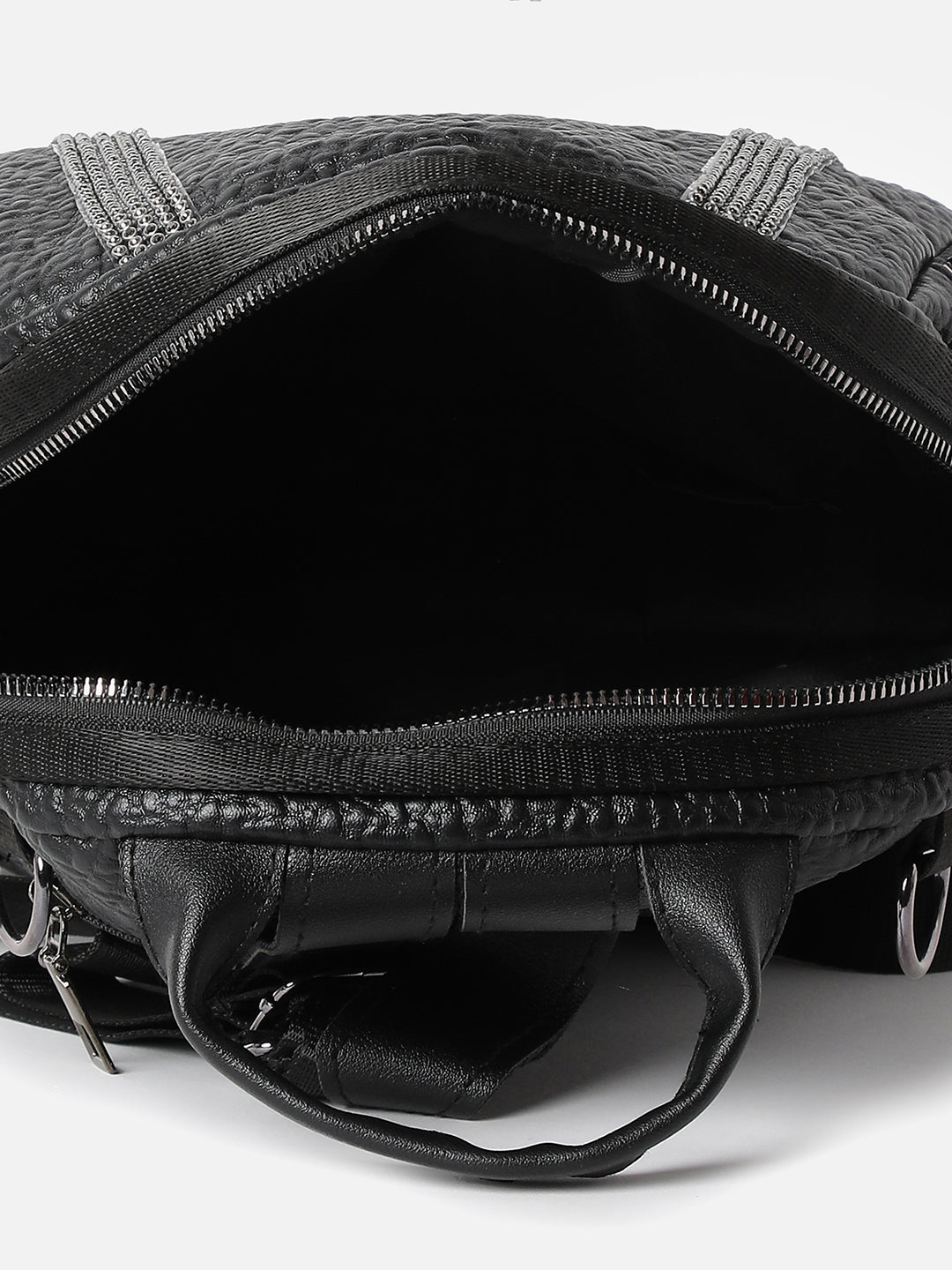 TEXTURED BLACK BACKPACK