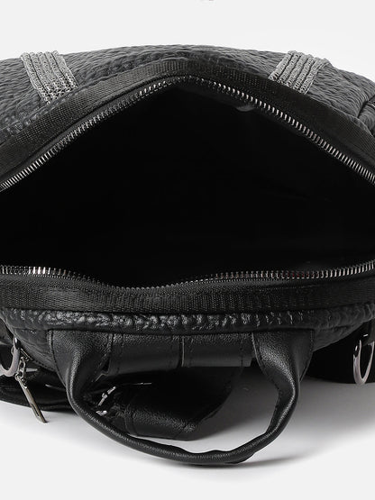 TEXTURED BLACK BACKPACK