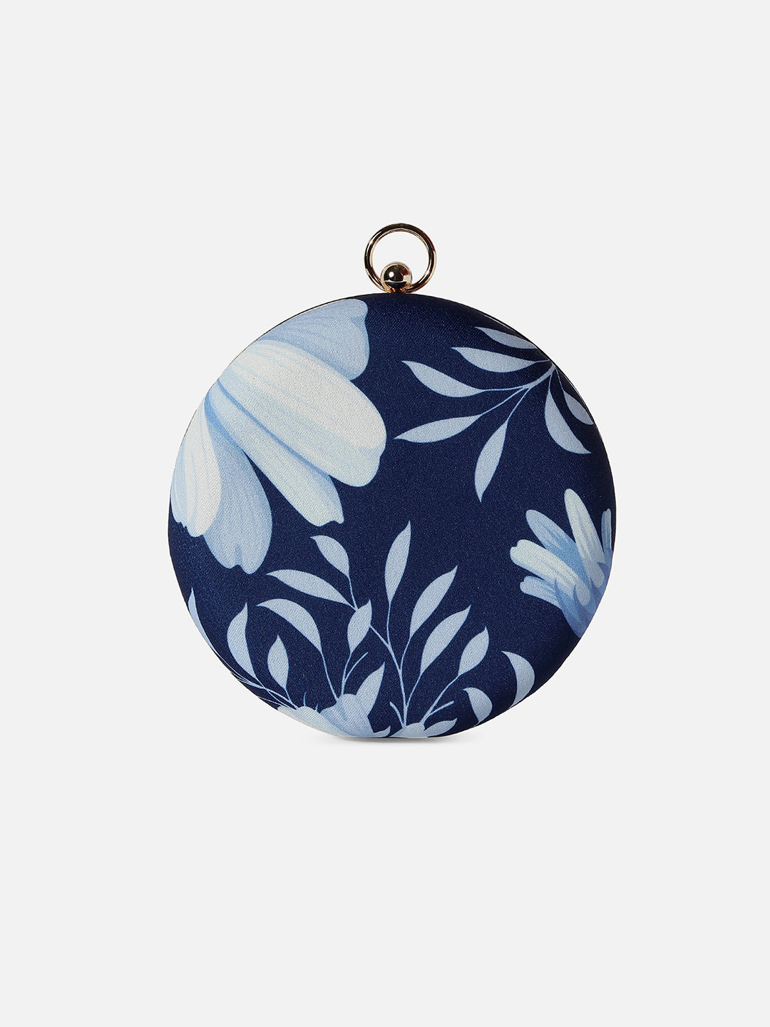 Indigo Blue Floral Printed Blended Fabric Clutch
