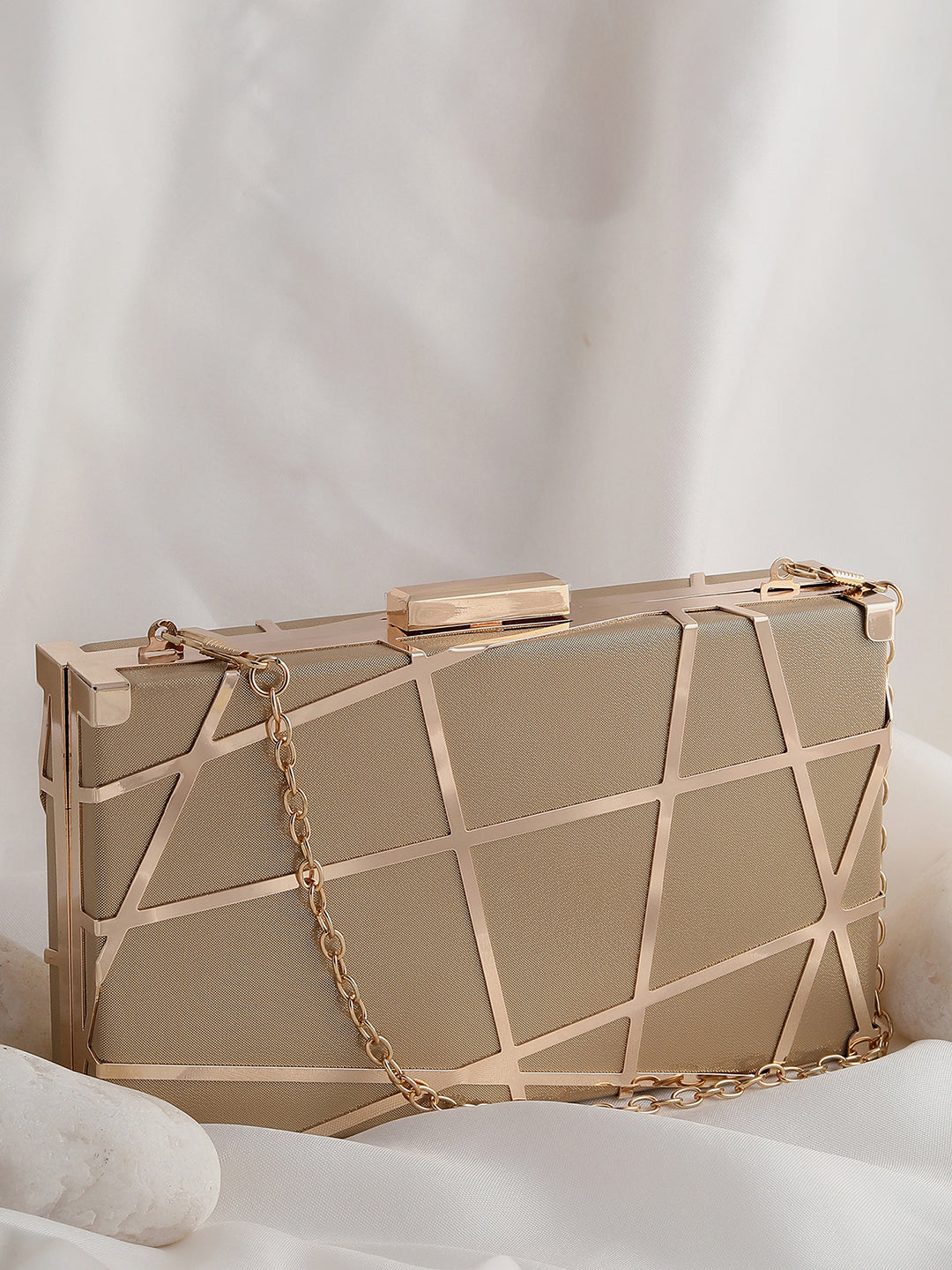 Gold Textured Vegan Leather Clutch