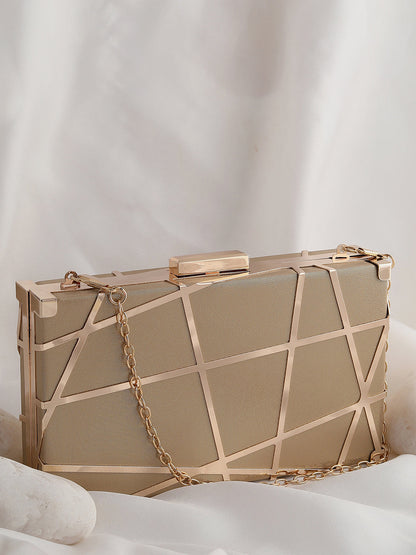 Gold Textured Vegan Leather Clutch