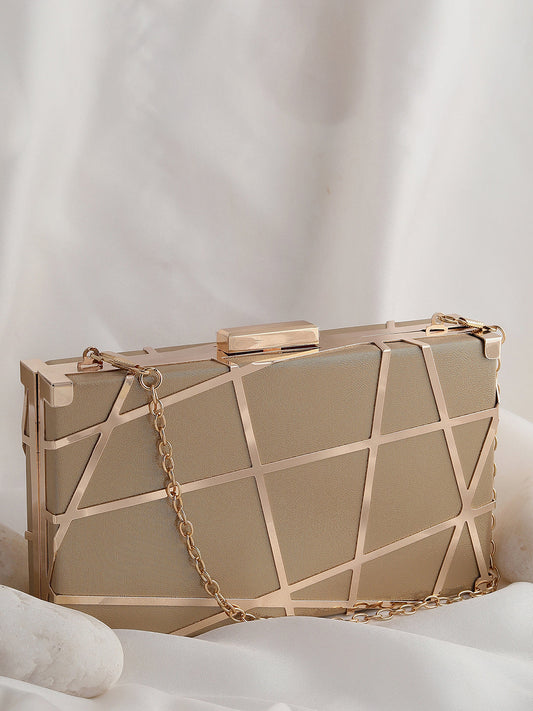 Gold Textured Vegan Leather Clutch