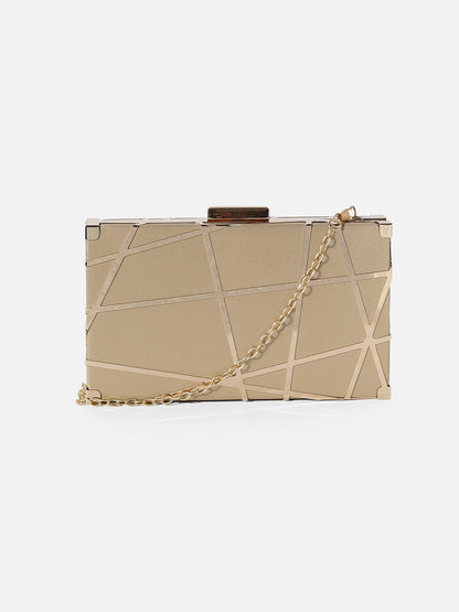 Gold Textured Vegan Leather Clutch