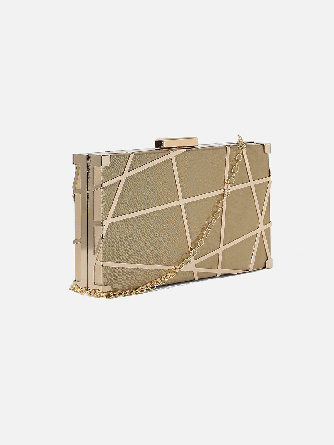 Gold Textured Vegan Leather Clutch