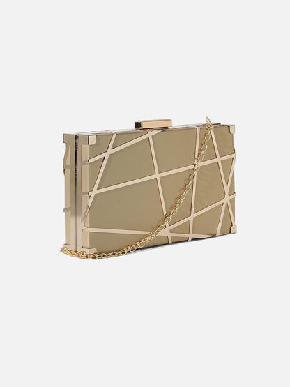 Gold Textured Vegan Leather Clutch