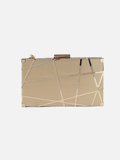 Gold Textured Vegan Leather Clutch