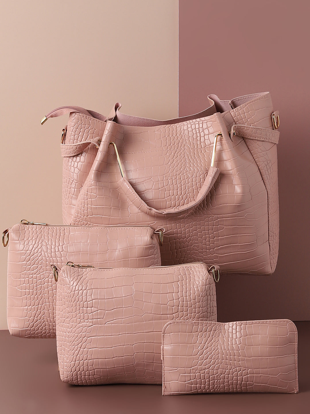 Scale Peach Pink Handbag Set