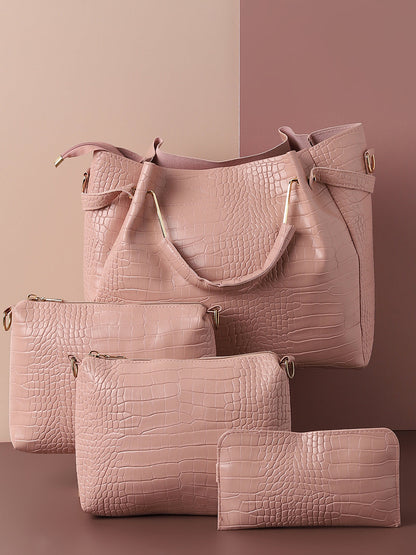 Scale Peach Pink Handbag Set